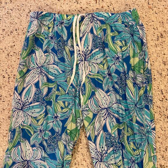 Lilly Pulitzer S Georgia May Tall Me Palazzo Pants Blue Preppy Resort Blue Sea - Picture 10 of 12